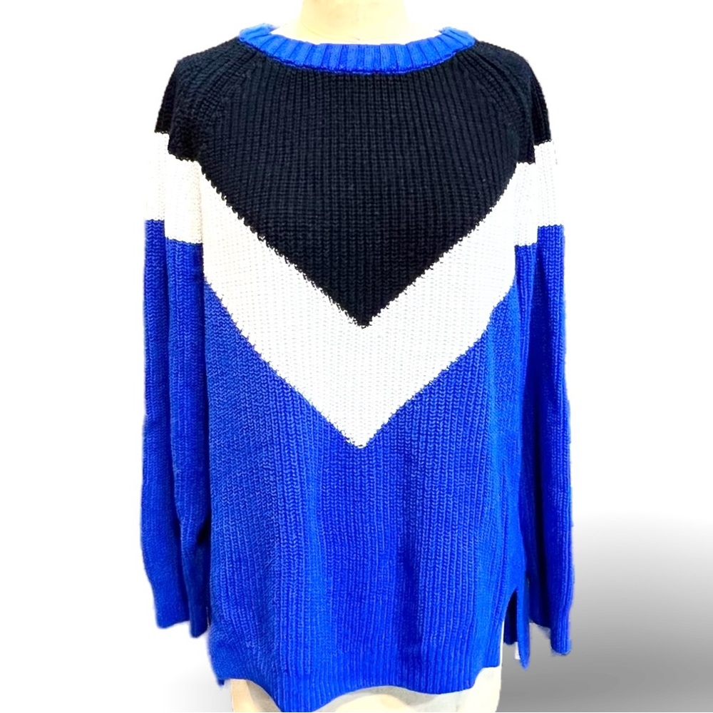 VINTAGE 90s Express colorblock geometric‎ chevron knit crewneck sweater y2k